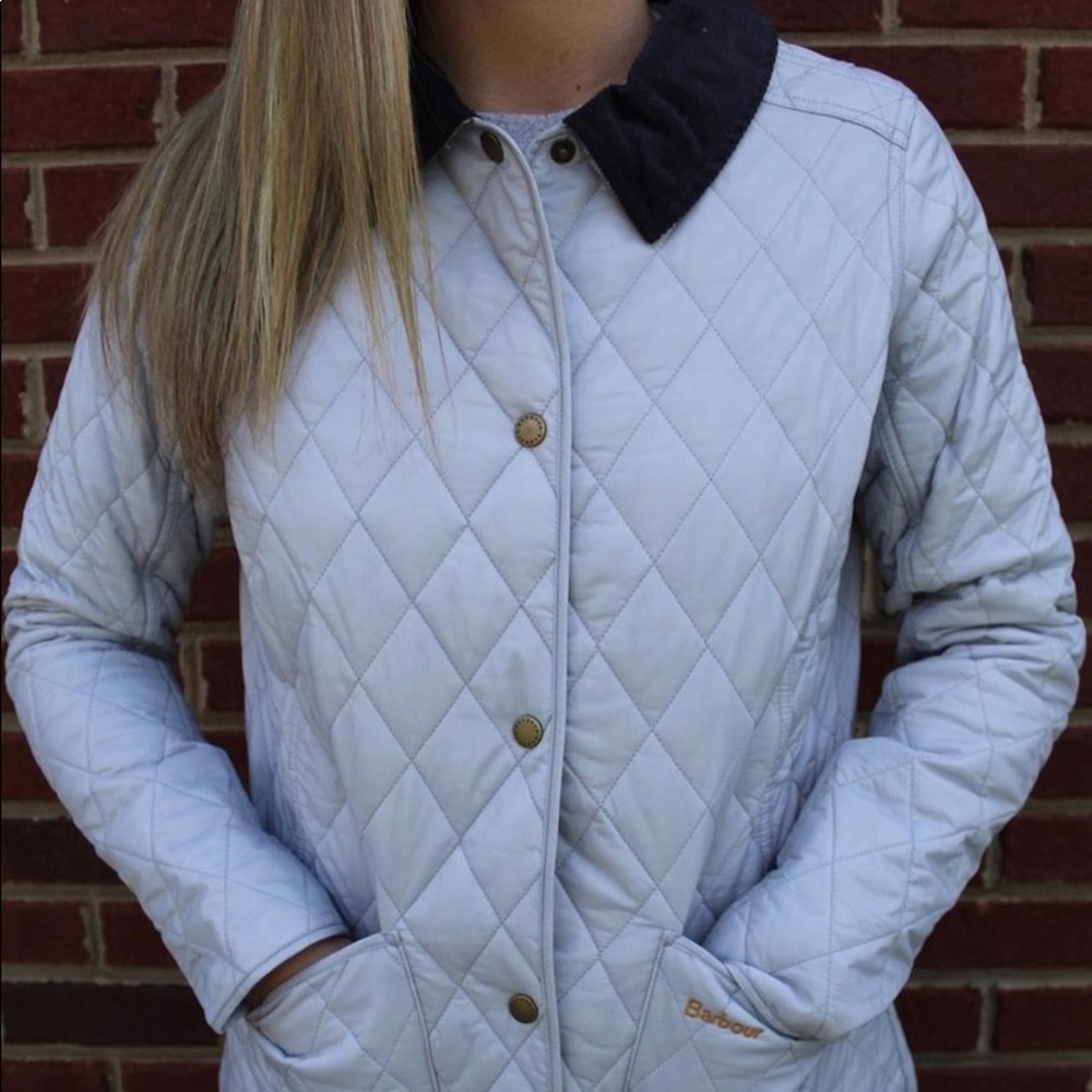 Barbour Annandale Quilter Puffer Coat Light Blue.